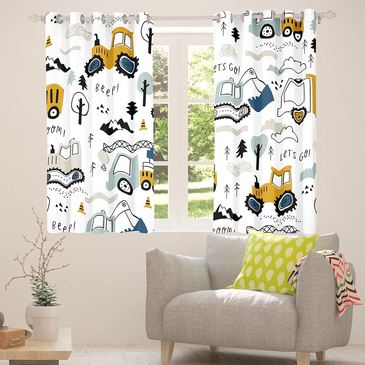 Tende per bambini con motivi di automobili 132 x 228 cm 2 pannelli