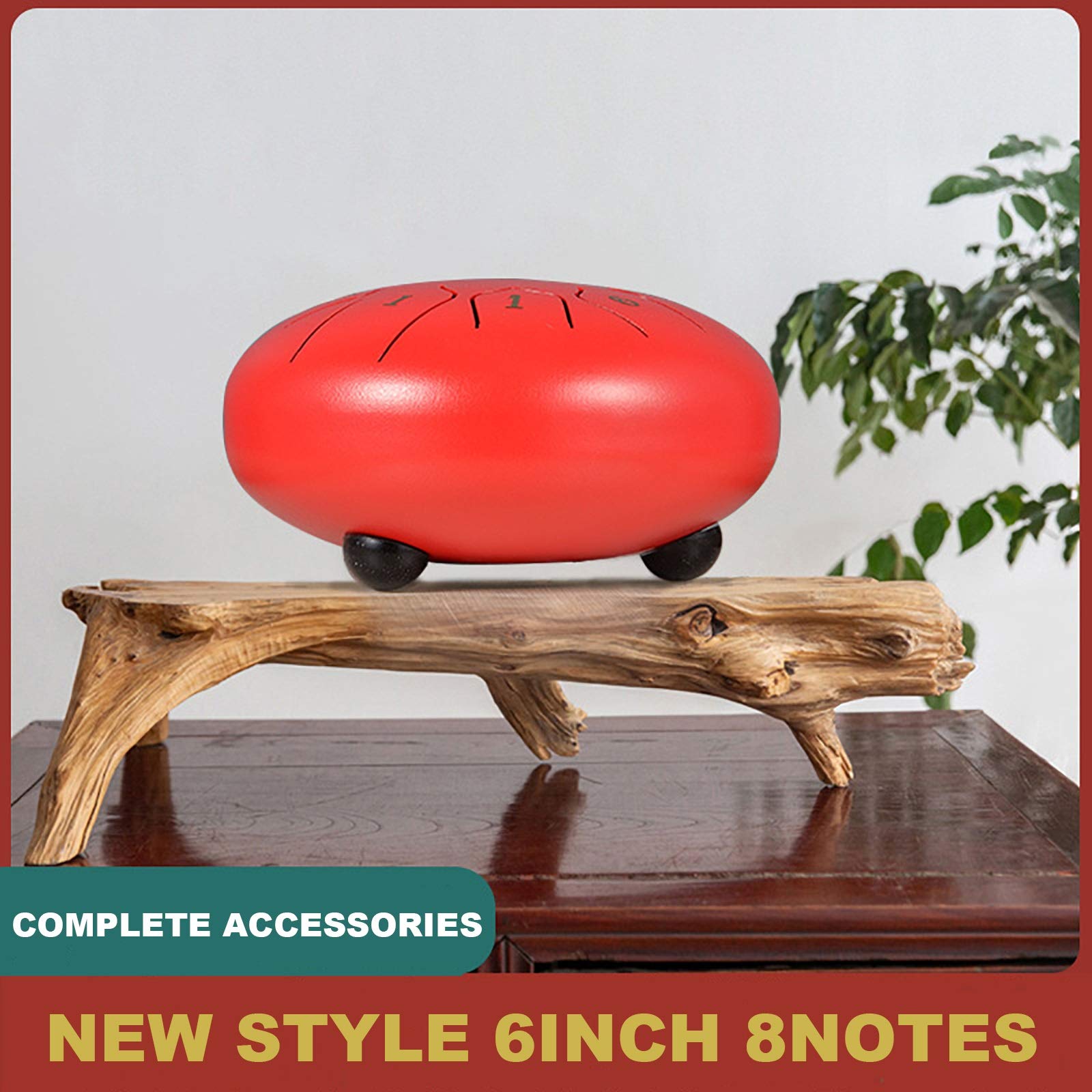 Mini tambour de langue en acier, instrument de percussion à tambour à main 8 notes de 6 pouces avec sac de voyage et baguettes, adapté à l'illumination musicale des enfants, au yoga