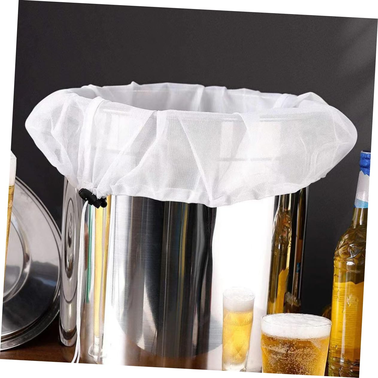 PRETYZOOM Fine Mesh Yarn Bag Set 2 Reusable Brewing Strainer Bags for Milk Tea Juice Polyester Drawstring 250