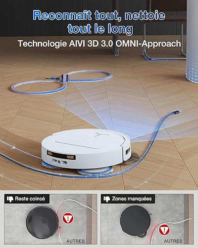 ECOVACS T50 Pro Omni Gen2 Robot Vacuum Cleaner, 21000Pa Enhanced by T30 Pro Omni, Extendable Side Brush and Mop, Automatic Adding Cleaning Solution, Wash in Warm Water 75°C, White - 4