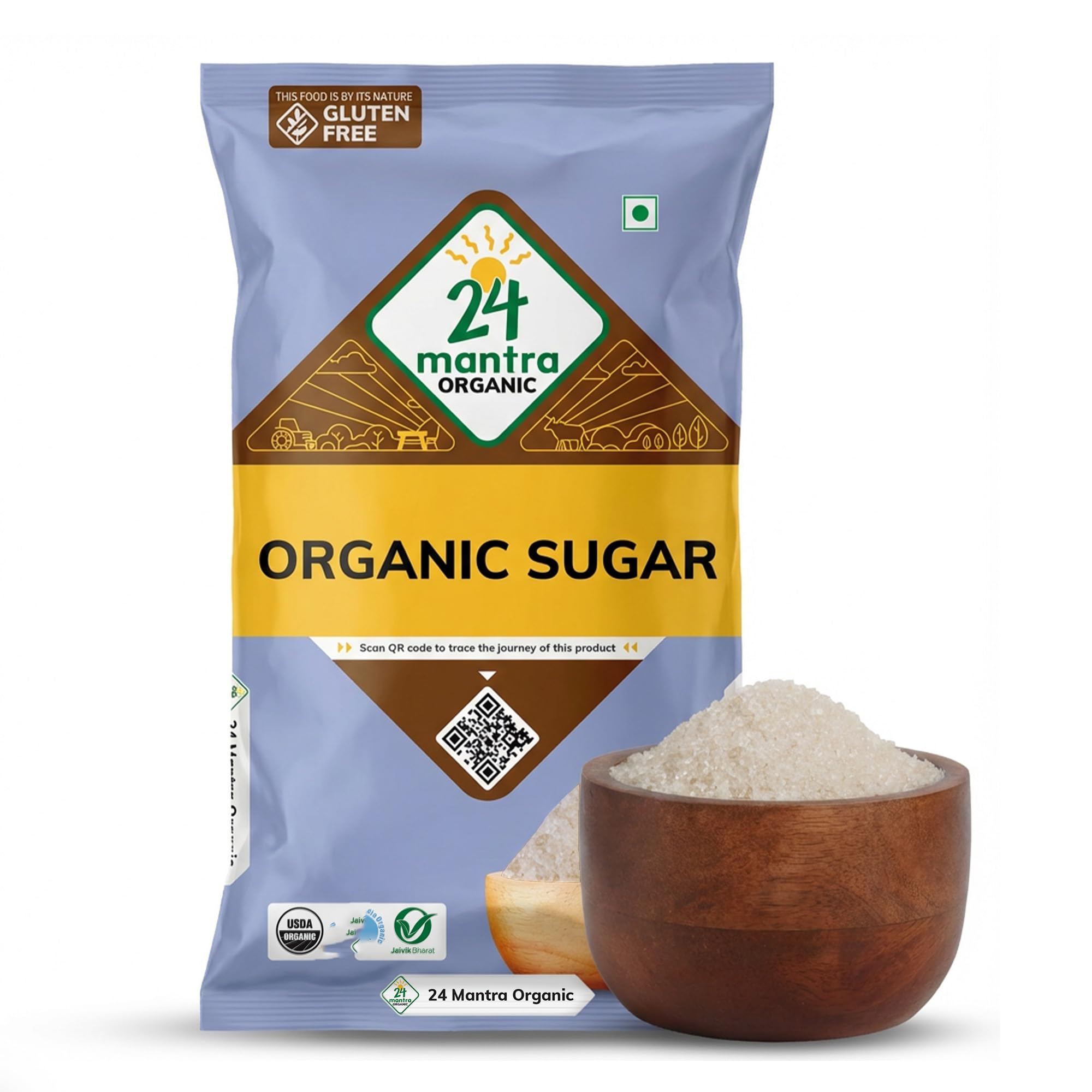 Brown Sugar 1 Kg | Organically Processed from Freshly Squeezed Sugarcane, 100% Organic & 0% Chemicals | Certified Organic & Naturally Gluten Free