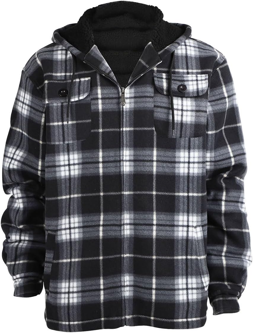 LeeHanTon Hoodies for Men Winter Warm Heavyweight Sherpa Lined Fleece Zip Up Hoody Jacket - Image 2