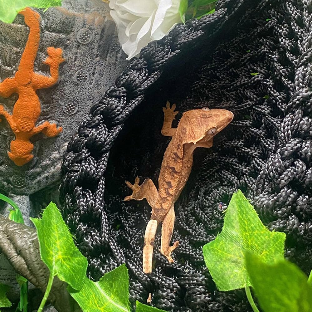 Reptiles Hammock, Bearded Dragon Swing Hanging Bed Hand-Woven Hanging Lounger for Small Pets Chameleons Lizards Geckos Hamsters - Image 4