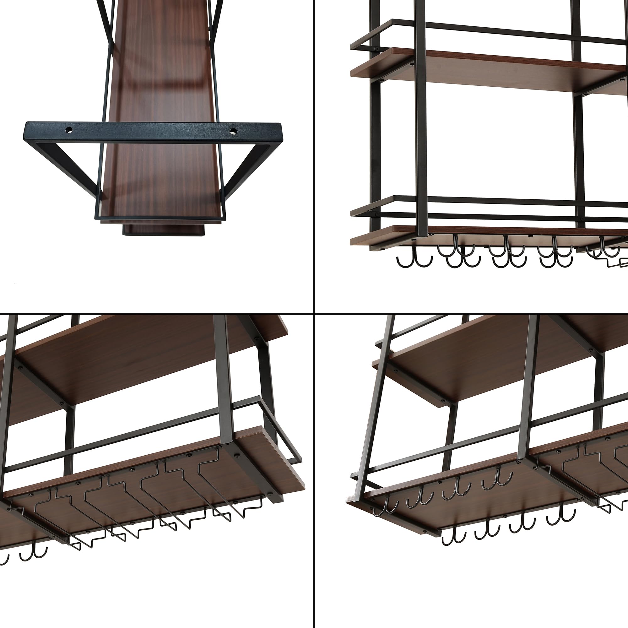 [en.casa] Casier à Vin Suspendu Hubro 120 x 30 x 85 cm Noir Effet Noyer
