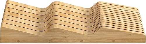 Miniatura 5 de Navaris Bloque de cuchillos en el cajón, organizador con ranuras para 13 cuchillos, inserto de almacenamiento de bambú para cajones de cocina, 5