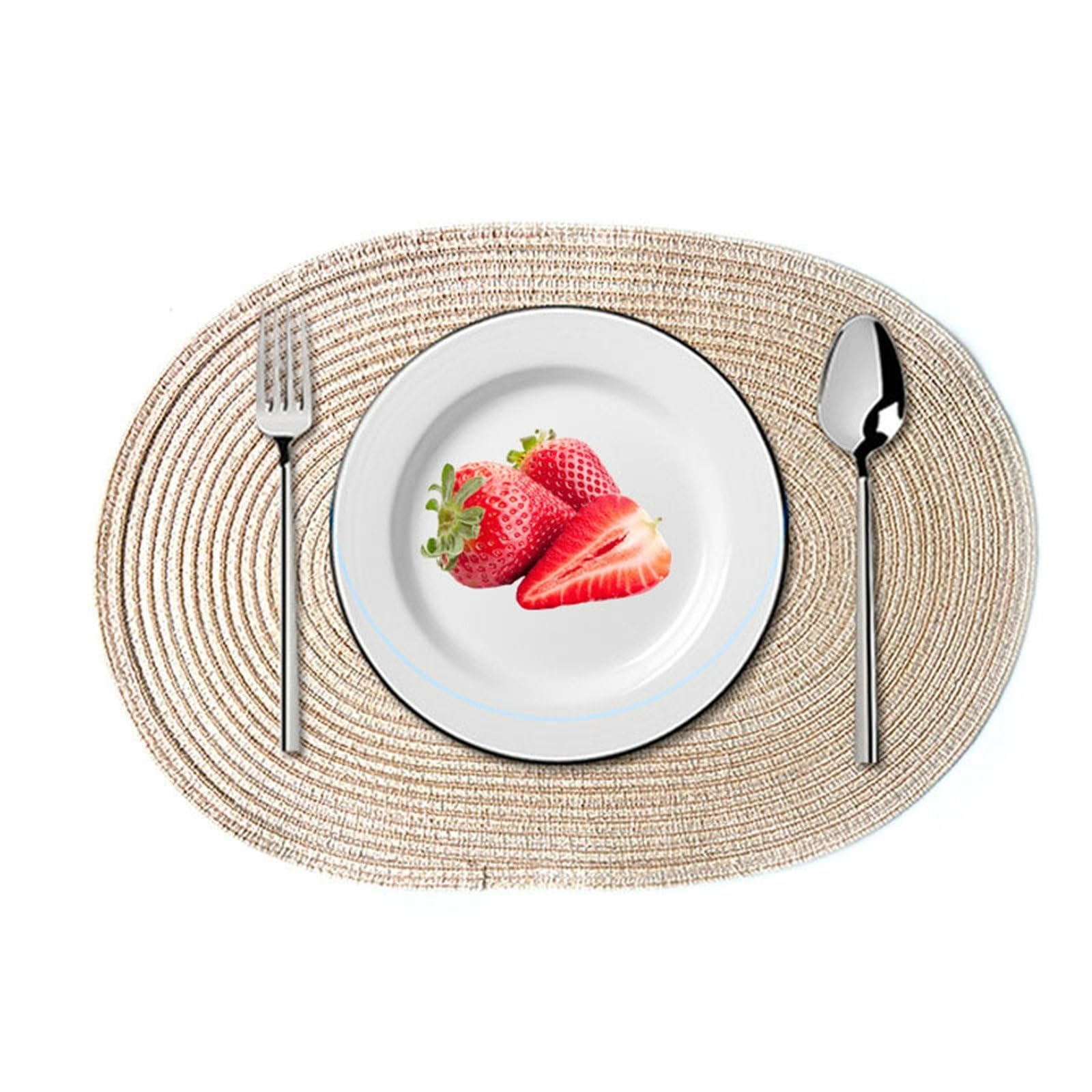 Set de table polyester coton anti tache Beydodo lavable pour 10 personnes
