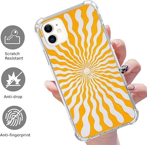 Miniatura 2 de Hippie Trippy Groovy Sun Rays - Funda compatible con iPhone 12 y iPhone 12 Pro, funda estética amarilla para iPhone 12 y iPhone 12 Pro, bonita funda