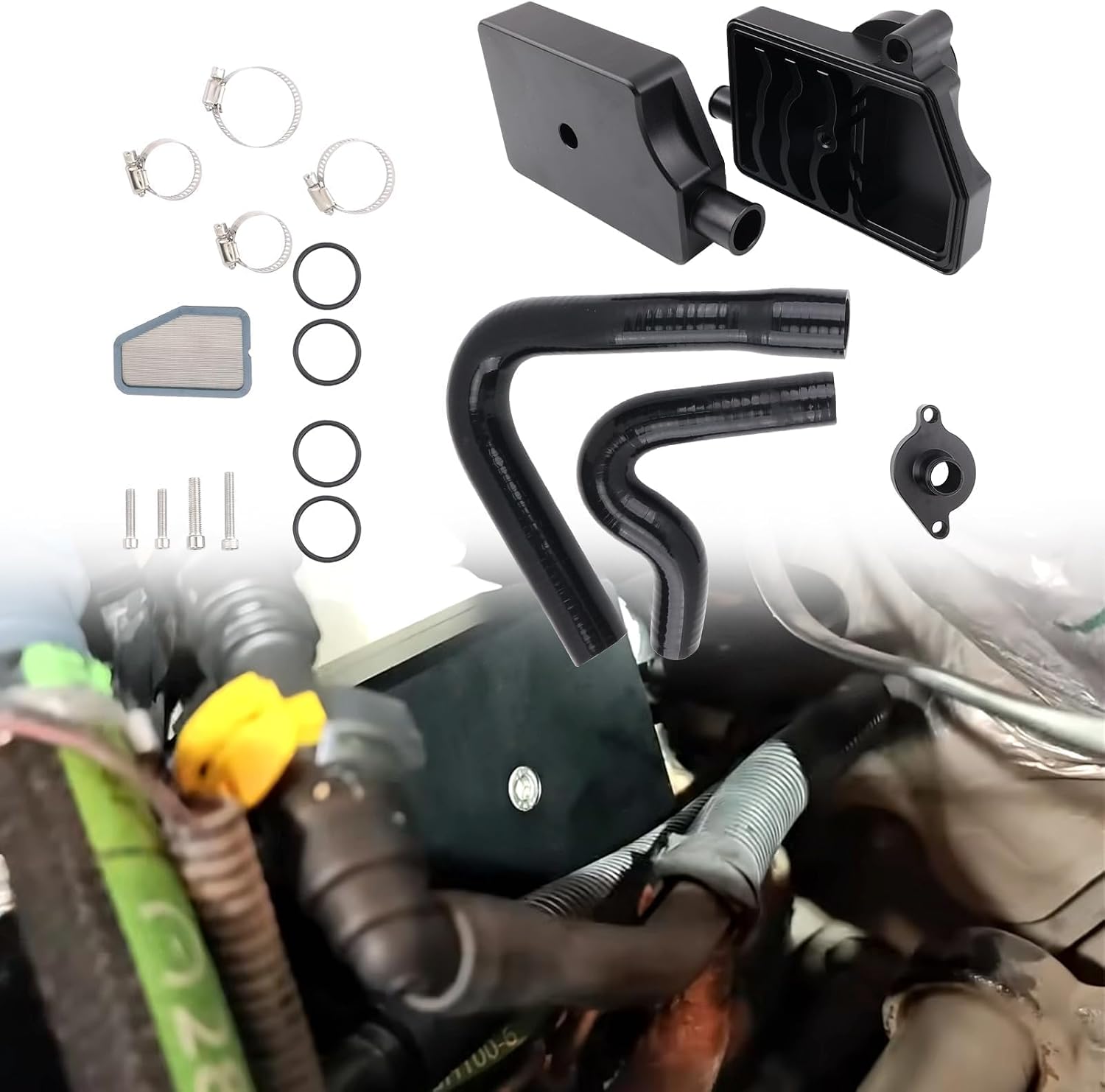 Oil Separator Fit for 2011-2024 Ford F250 F350 F450 Super Duty 6.7L V8 Power Stroke Diesel OE# DC3Z6A785C, FC3Z6A785F, PC3Z6A785A, Aluminum