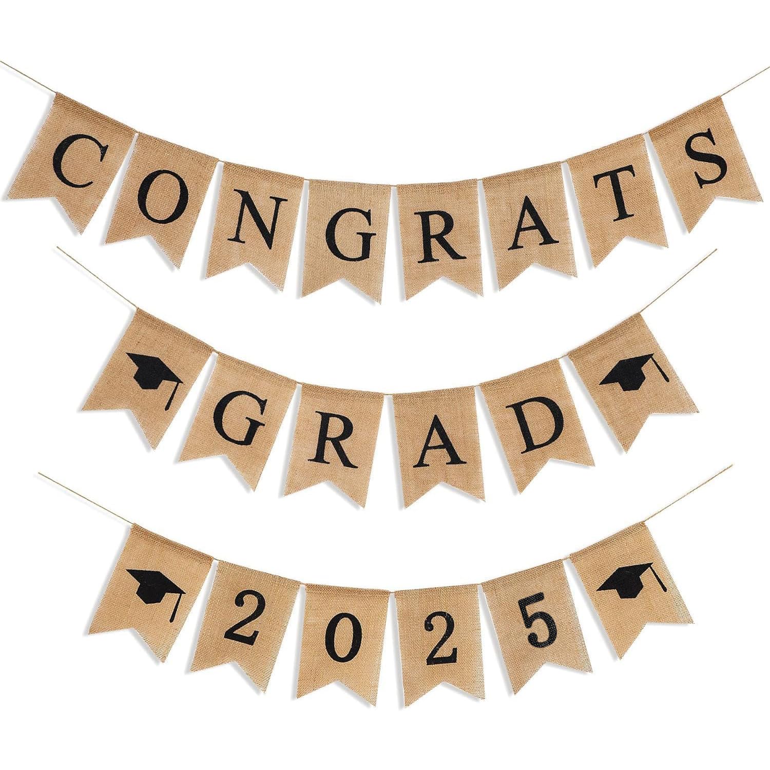 SEPGLITTER Graduation Burlap Banner 2025, Congrats Grad Banner Garland Vintage Graduation Decorations Grad Party Mantel Fireplace Wall Hanging Party