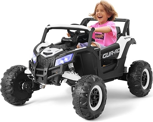 JOYLDIAS Vehículo eléctrico todoterreno 4WD con batería de 12 V para niños, vehículo eléctrico 4x4 con 4 potentes motores, control remoto de 2.4 G,