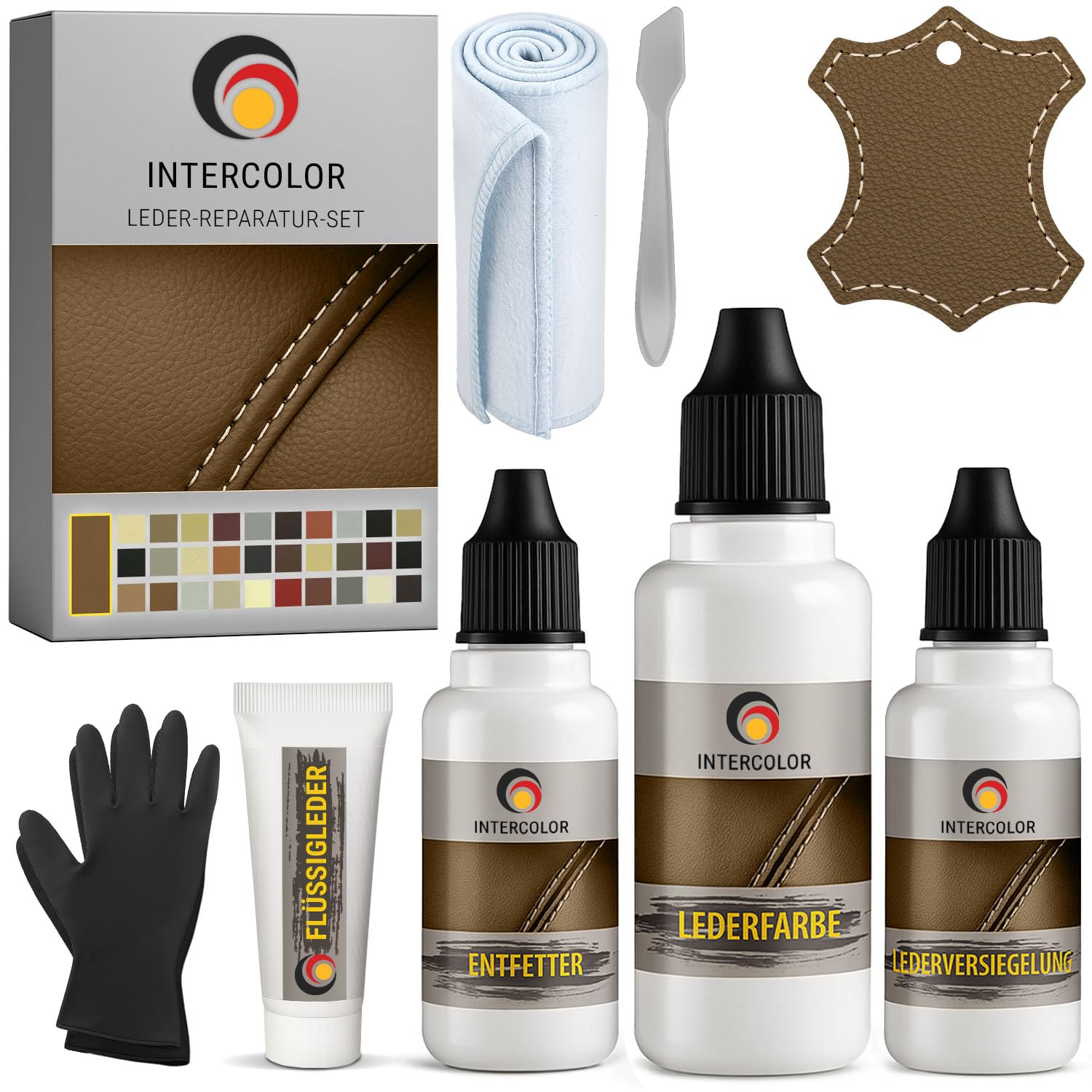 Kit de réparation professionnel pour BMW Dakota cuir liquide + couleur cuir - Convient pour éliminer les éraflures et l'usure du cuir et du cuir synthétique (marron selle)