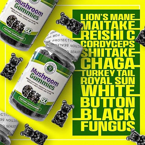 Miniatura 3 de Suplemento de gomitas de hongos - Mezcla de 10 hongos que incluye melena de león, reishi, cordyceps - Henna Cosmetics