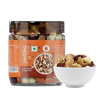 Amazon Brand - Vedaka Nuts, Berries and Seed Mix | 200 G | Almond, Cashew, Cranberry, Amla and Pumpkin Seeds | Healthy Snacking (Previously Kitchen Cheer) - image, photos