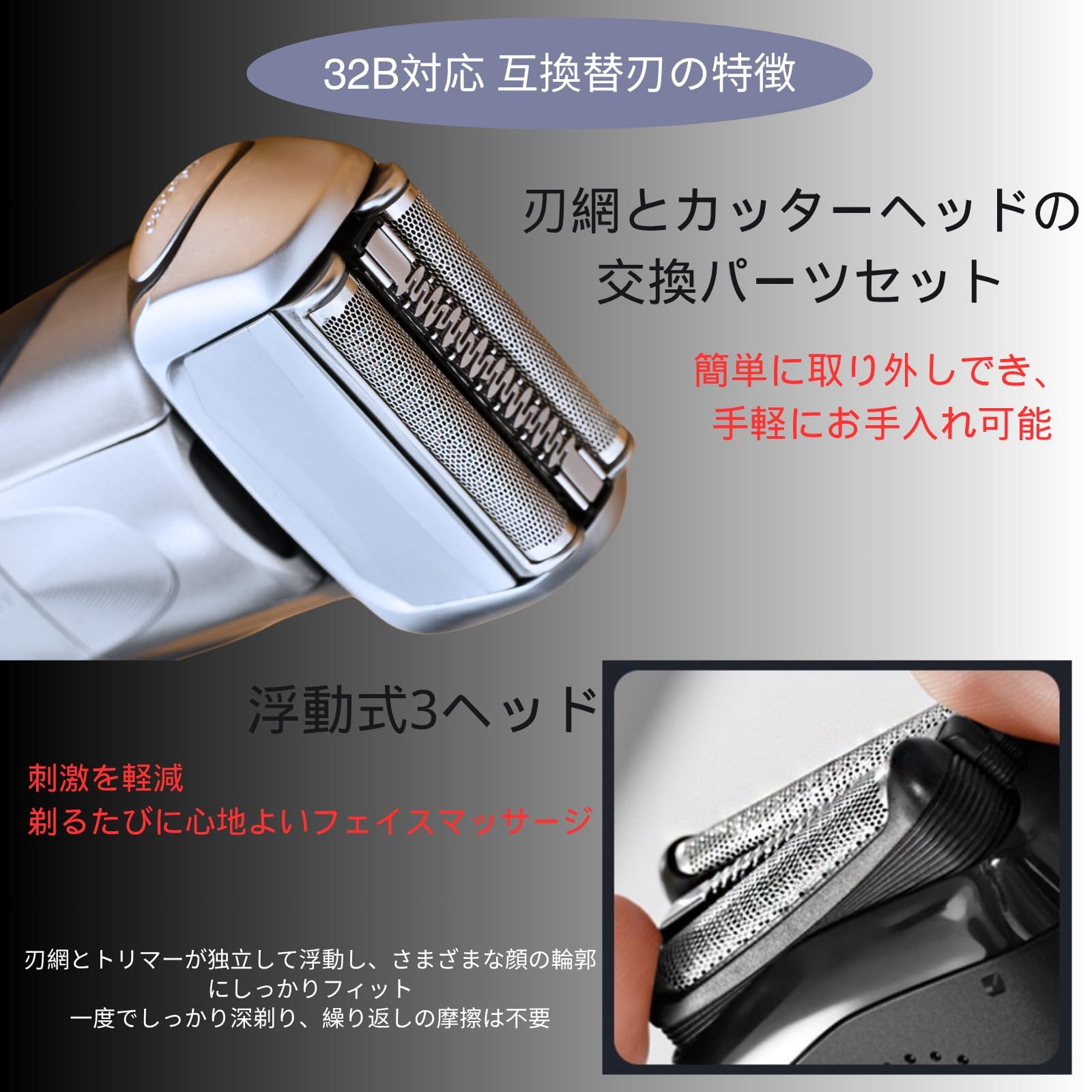 Braun Series3 32B/32S/21B 替え刃(シルバー)新品×5個 BRAUN（ブラウン） 替刃 シリーズ3 シェーバー 32B 32S ブラック