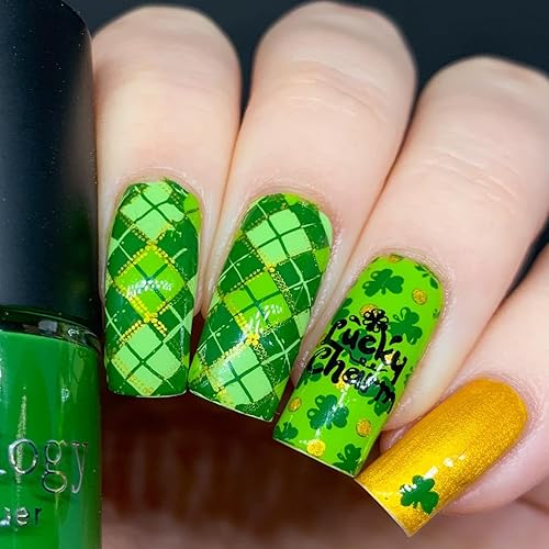Miniatura 4 de Maniology Día de San Patricio Lucky Charm Nail Art Stamping Plate (M188), manicura para ocasiones de primavera