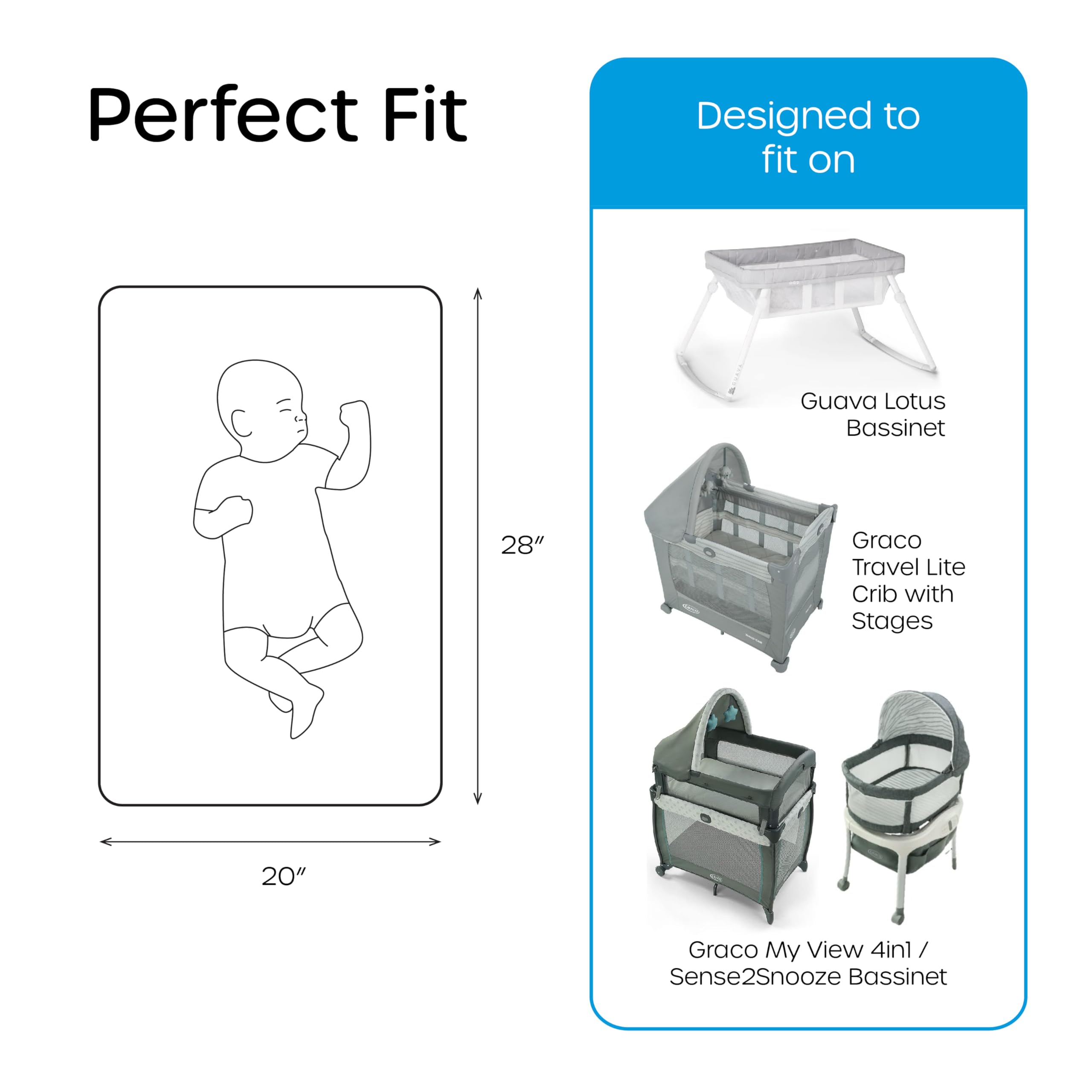 Graco Crib Bassinet Sheets 20x30 Inch For Graco Travel Lite Crib