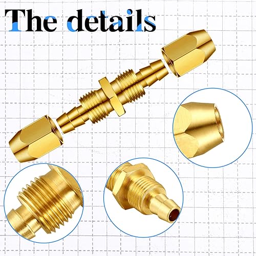 Vista 4 de Peryiter 12 piezas de accesorios de reparación de manguera de aire de latón macizo para NPT de repuesto reutilizable empalmador de manguera