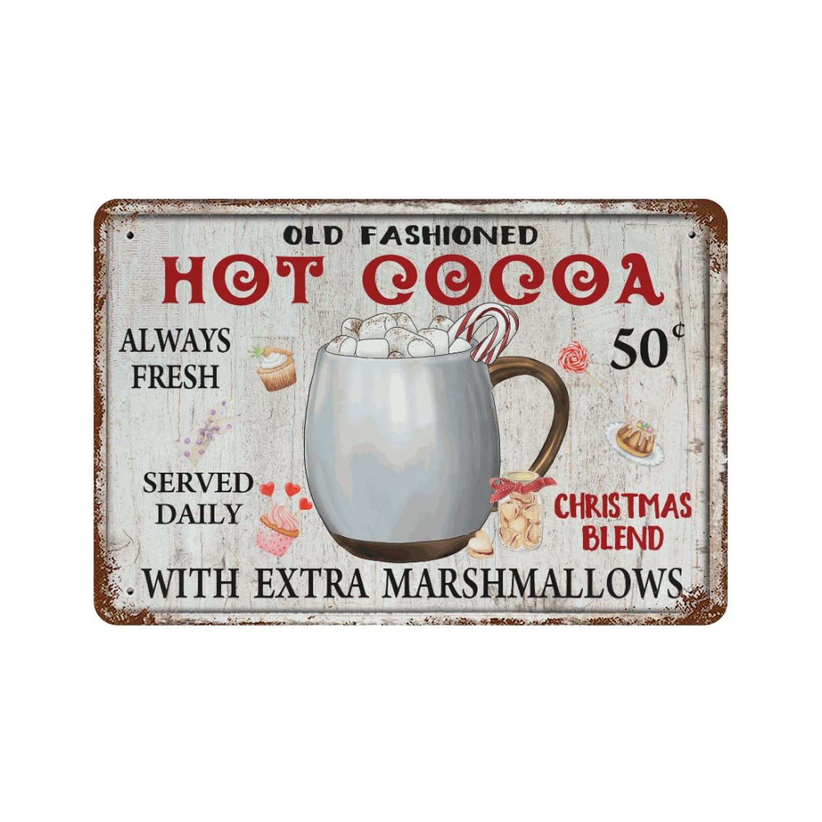 Panneau de Noël rétro Christmas Hot Cocoa pour l'ambiance chaleureuse du salon