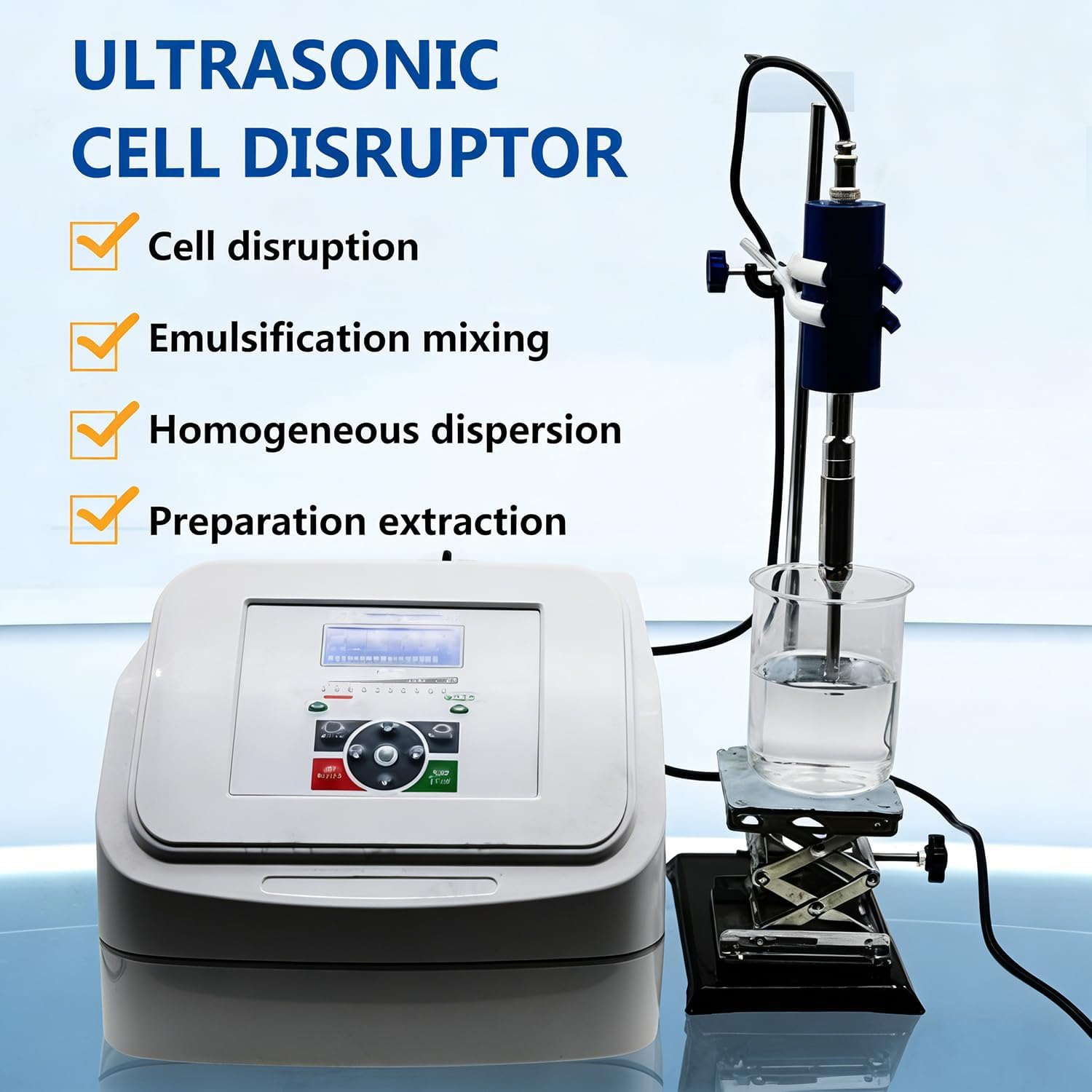 Procesor Sonicator Mikser zakłócający komórki, homogenizator ultradźwiękowy, moc 800 W, maksymalna objętość próbki(10mm)