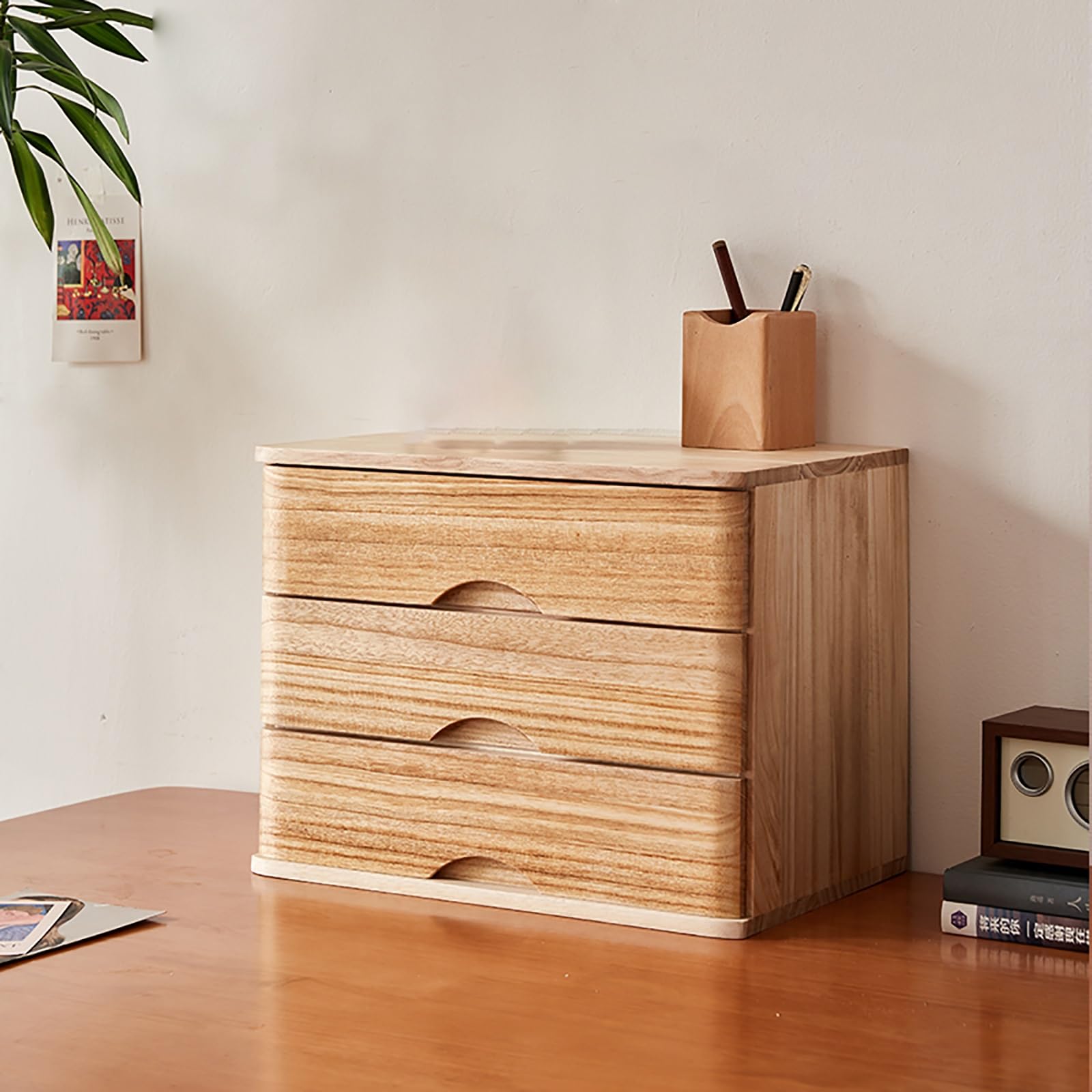 Armadietto da scrivania in legno massello con scaffale rialzato per archiviazione ufficio e organizzazione del computer