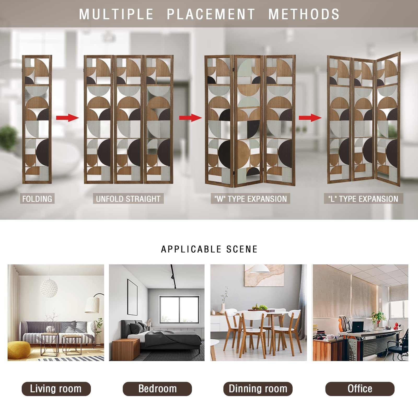 Buy Bamboo Room Divider, Private Folding Room Partition Screen with TwoWay Hinge