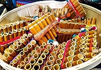 Vista 6 de Tubo de flauta de madera de bambú natural con estampado tribal multicolor correa de algodón tejida Regalos de viento de madera hecho a mano