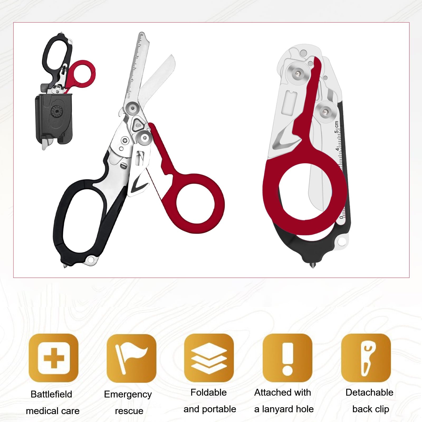 Ziyero 6 in 1 Raptor Response Emergency Shears, Tough Cut Scissors, Multi Tool Pliers Shears - Image 4