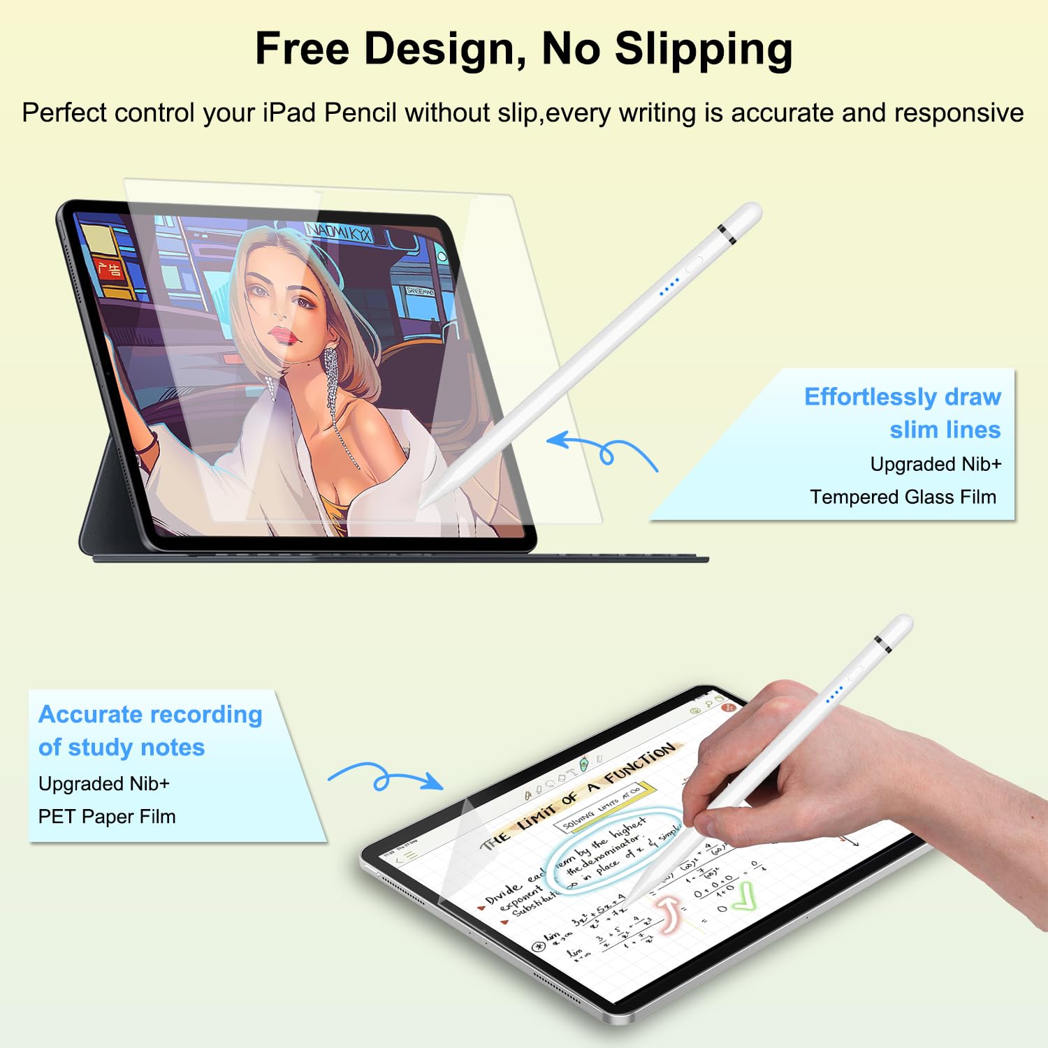Pencil 1. Generation für iPad (2018-2026), 20 Mins Schnellladung mit Neigung & Palm Rejection, Stift für iPad Kompatibel mit i-Pad Air 3/4/5/M2/M3, Mini 5/6, i-Pad 6-11, Pro 11"/12,9"/13" M4 (Weiß)