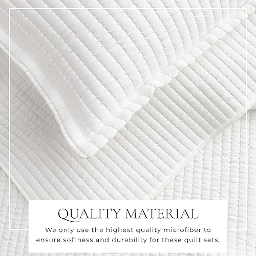 Miniatura 2 de Great Bay Home - Edredón tamaño individual, blanco, de elastano, de 2 piezas con 1 funda, colchas modernas, acogedoras y para todas las estaciones,