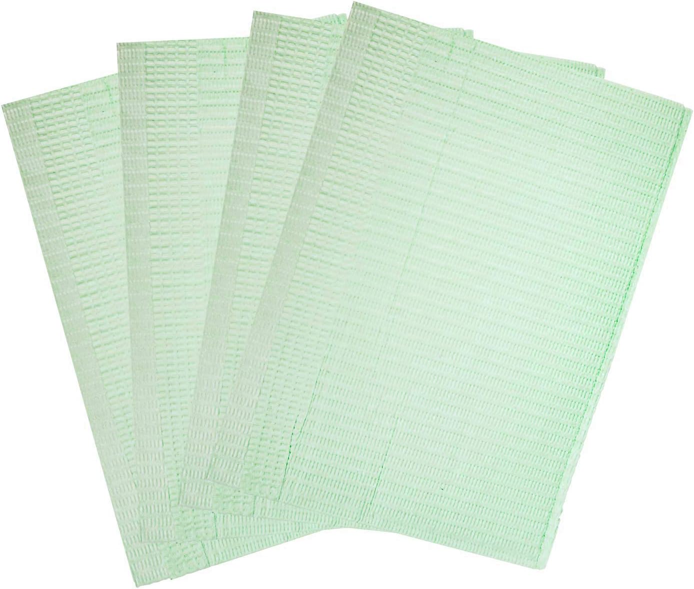 Vivid OnceBib Disposable, Patient Bib, 2 Ply paper and 1 Poly Backing, 13"x18", Set of 500 (Green)