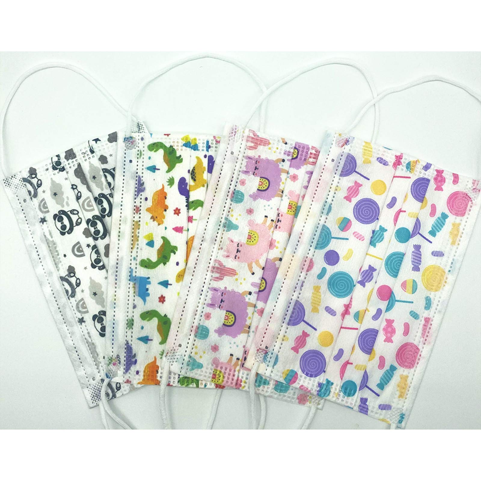 50 Pezzi Bambini Tessuto Viso Stampa Antipolvere Visiera Bocca Faccia USA e Getta 3 Strati Adatto Comfort Traspirante