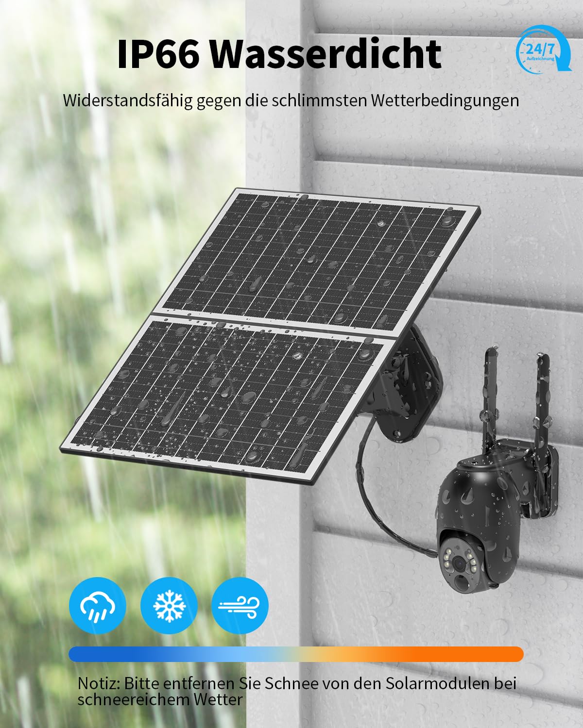 Solare 4G LTE Überwachungskamera Aussen 24/7 Aufnahme mit 18W Panel - Kabellose PTZ Outdoor Kamera Ohne WLAN, 2K Farbnacht, PIR-Bewegungsmelder