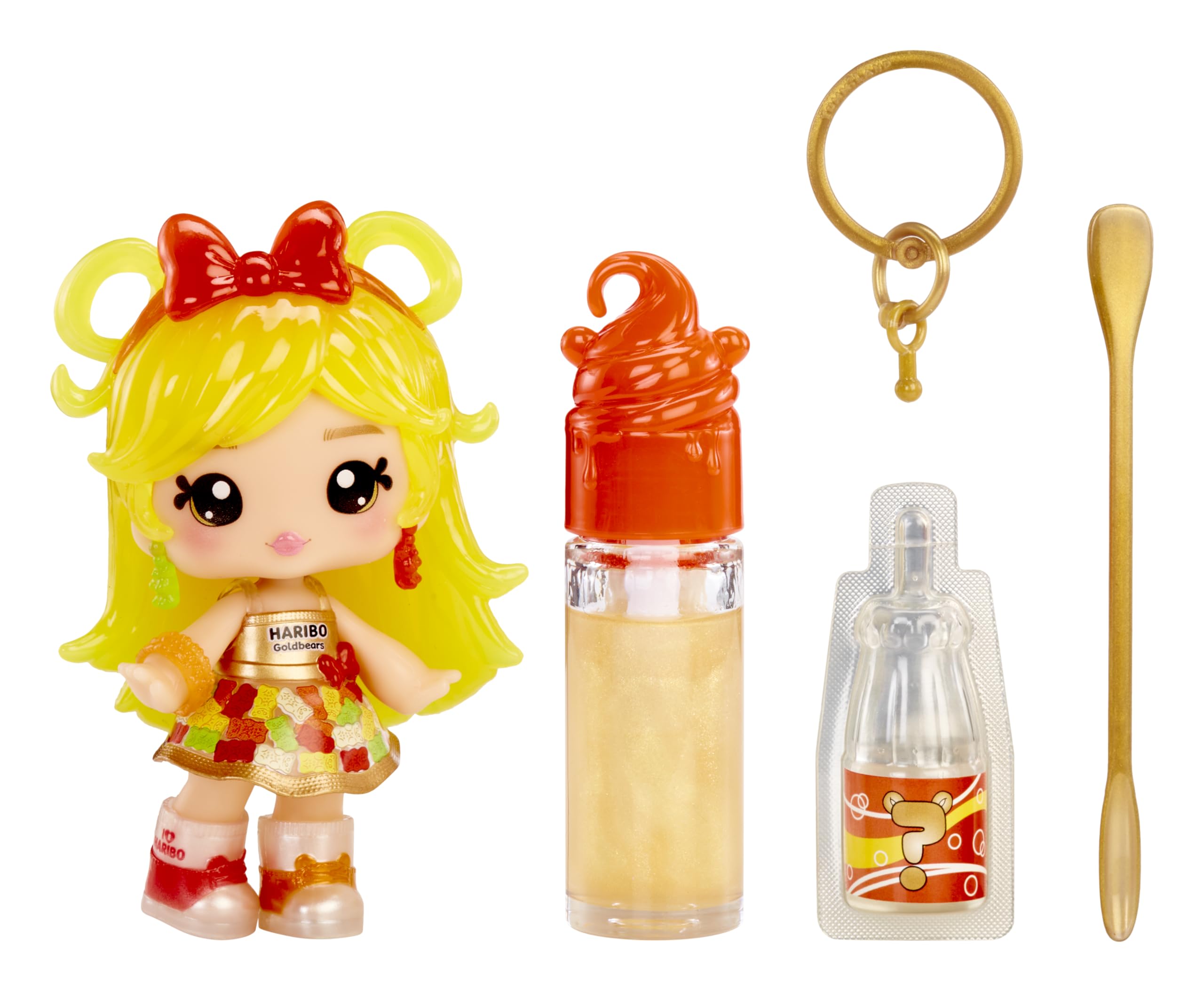 Yummiland x Licensed Sweets Lip Gloss Doll: Haribo Goldbears - Sweetie Goldbears - Includes 1 Doll, DIY Lip Gloss + Removable Keychain, Cosmetic Play, Collectible, Suitable for Children Ages 4+ โ image 1