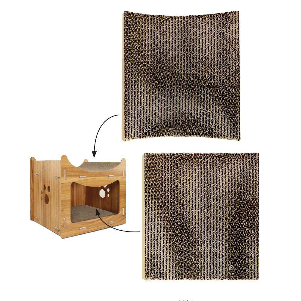 Record - Cartone di Ricambio per Tiragraffi Pagoda – Confezione da 2 pezzi – Utilizzabile su Entrambi i Lati - Dimensione Lato 1: 40,5 x 30 x 7,4 cm – Dimensione Lato 2: 40,5 x 30 x 2 cm