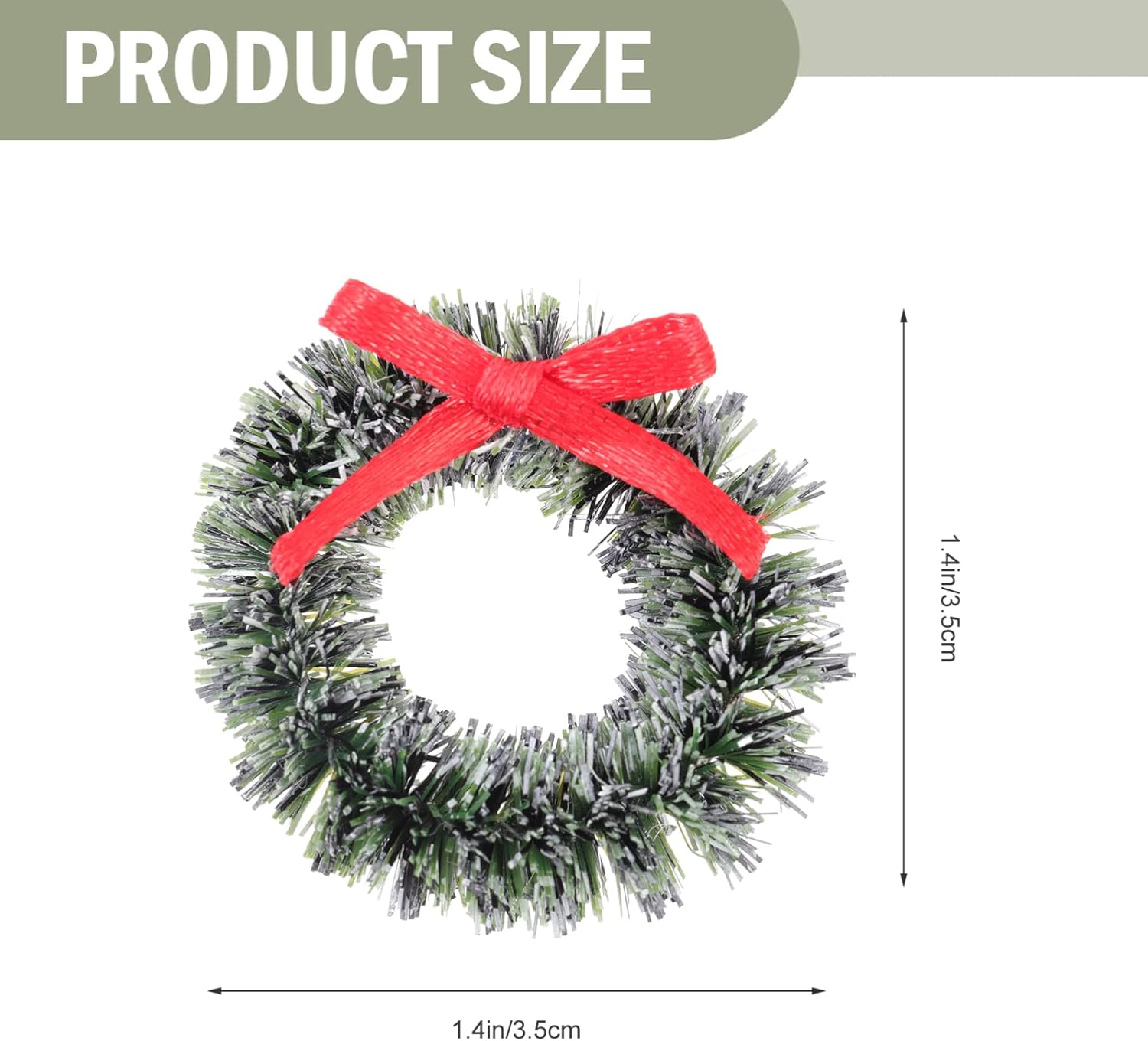 VOSAREA 20pcs Mini Christmas Wreaths with Bows Miniature Christmas Tree Decorative Garland Mini Craft Wreaths Winter Snow Ornament for Holiday and Winter Outdoor Decor - Image 2