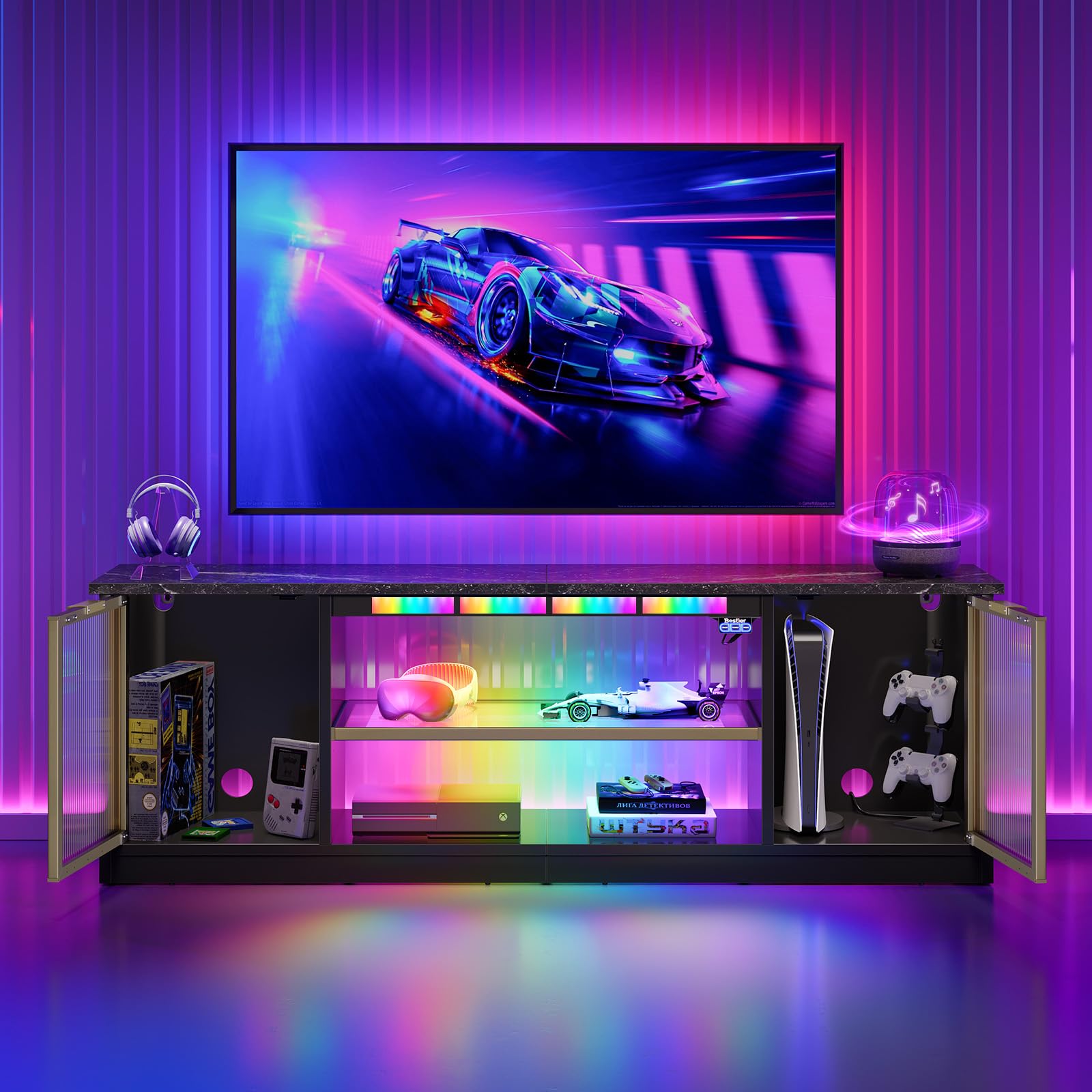 Amazon｜Bestier ゲーミングテレビスタンド ミューック同期