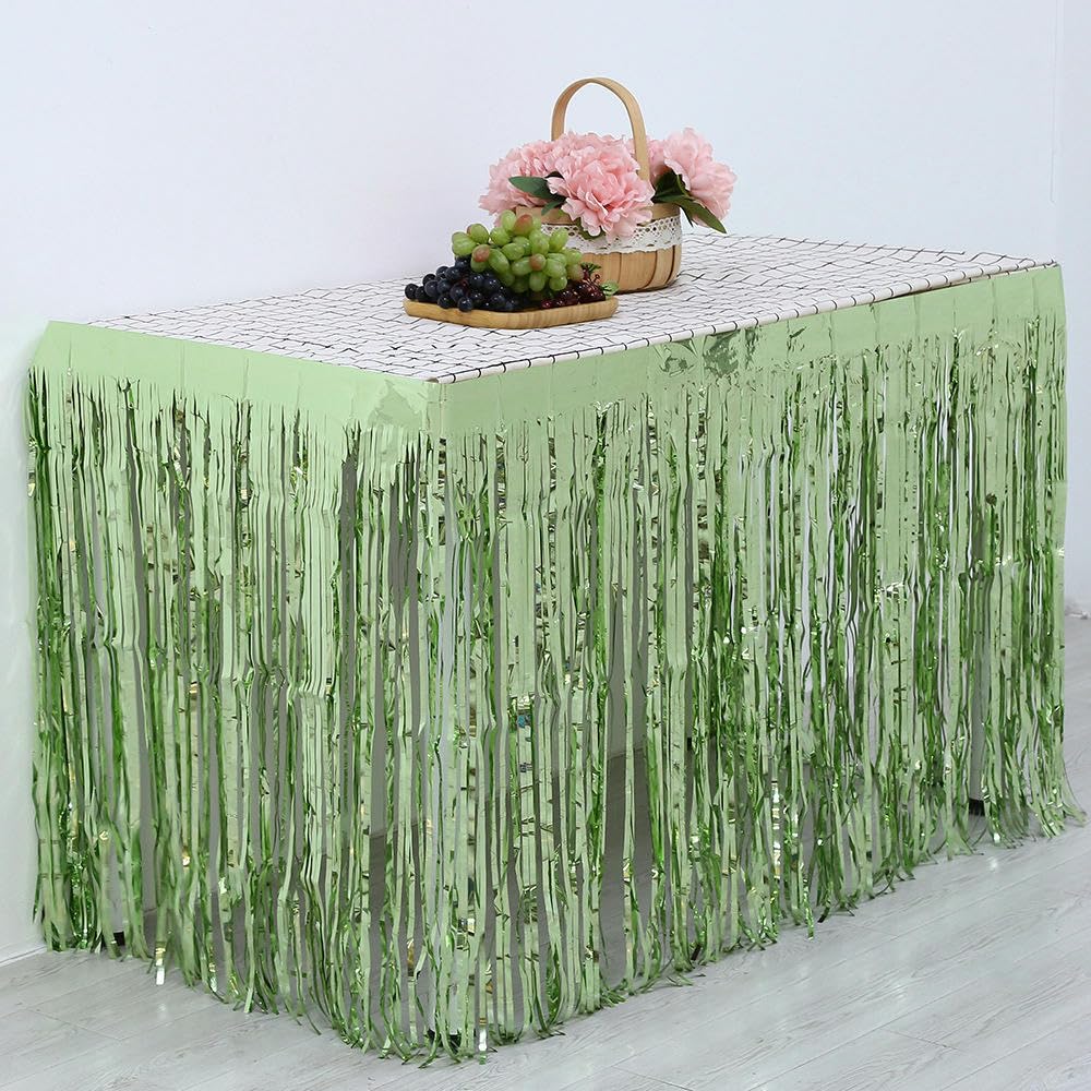 NANZU 275 x 75 cm 10 szt. Niebieskie jezioro Hawajska spódnica stołowa metalowa folia frędzle blichtr spódnice na stół folia świecidełko spódnica na stół girlanda kwiatowa Baby Shower