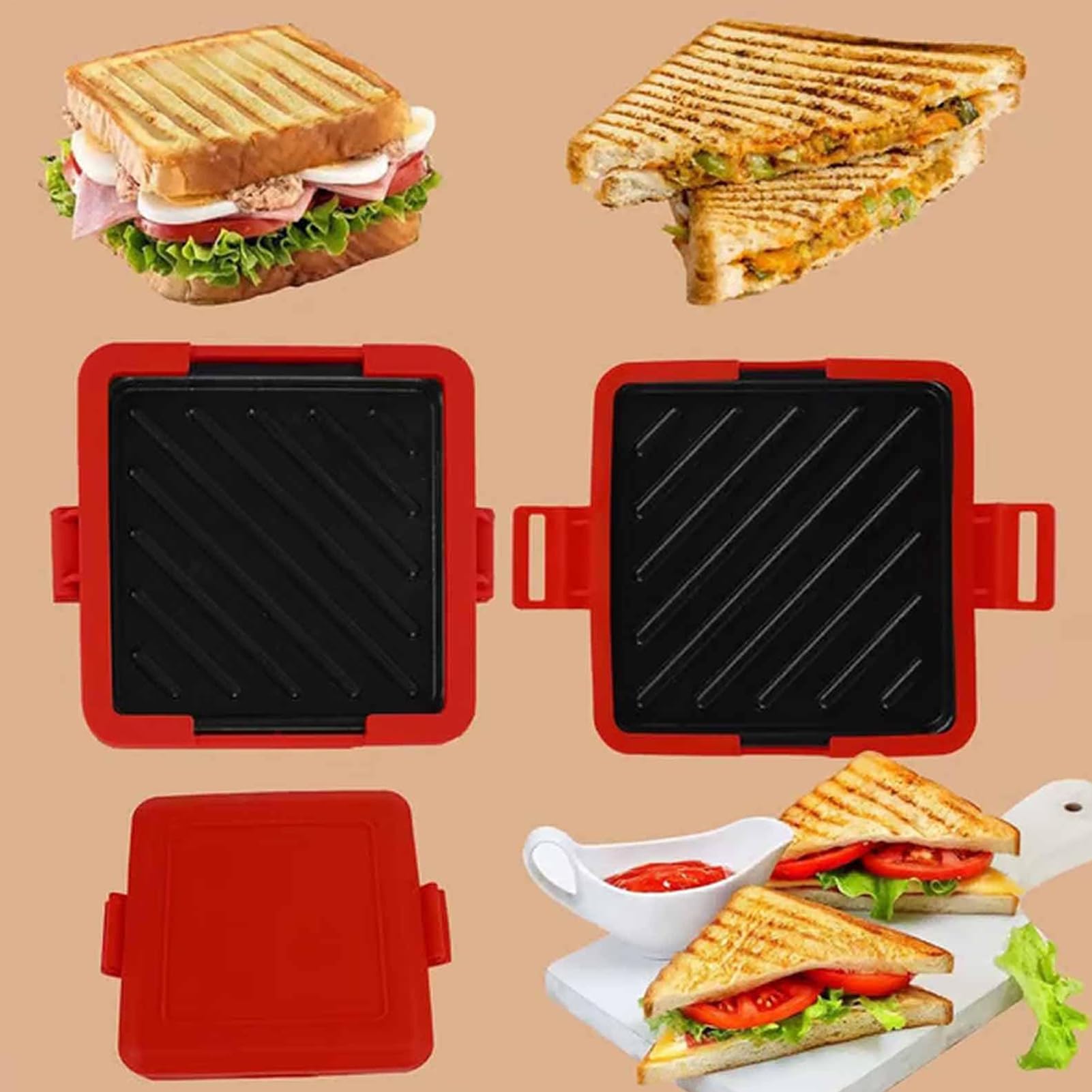 Grille-Sandwich - Préparateur De Sandwich Grillé Au Fromage - Presse pour Préparer des Snacks Grillés comme des Croque-Monsieur au Petit-Déjeuner