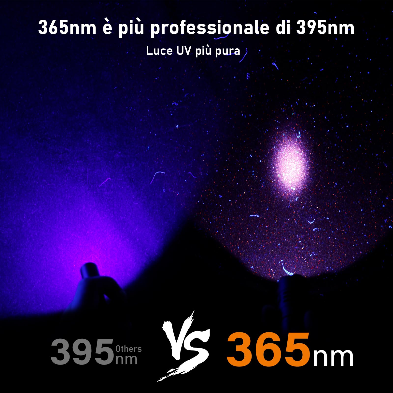 Sofirn SF16, torcia a LED ricaricabile a luce nera, 365 nm, luce nera, per rilevare urina di cani e animali domestici, svela macchie invisibili, ultravioletti puri ad alta definizione (SF16 nero)