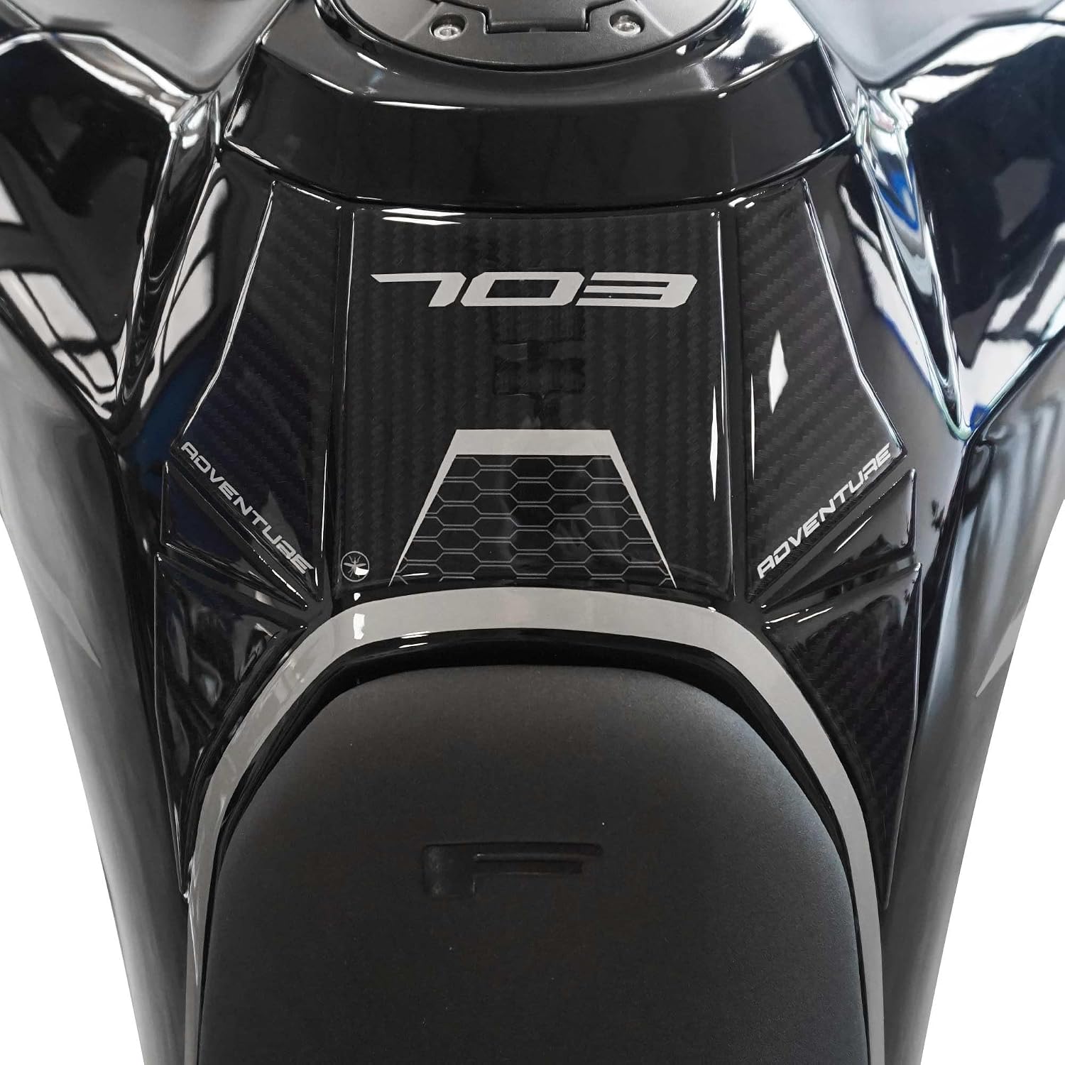 labelbike - 3D Sticker Motorcycle Fuel Tank Pad Protection and Decoration in Resin Compatible with Zontes 703F 2025 Color Black