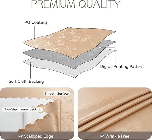 Miniatura 2 de Romanstile Mantel de poliuretano resistente a las manchas y a las arrugas, mantel para comedorfiestacamping interior y exterior, lavable, de