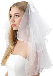 Bachelorette Veils Bow Short Bride Veil Bachelorette Party For Brides Bridal Shower Veil Hair Clip with Barrette For Women Party Decorations Wedding Accessories