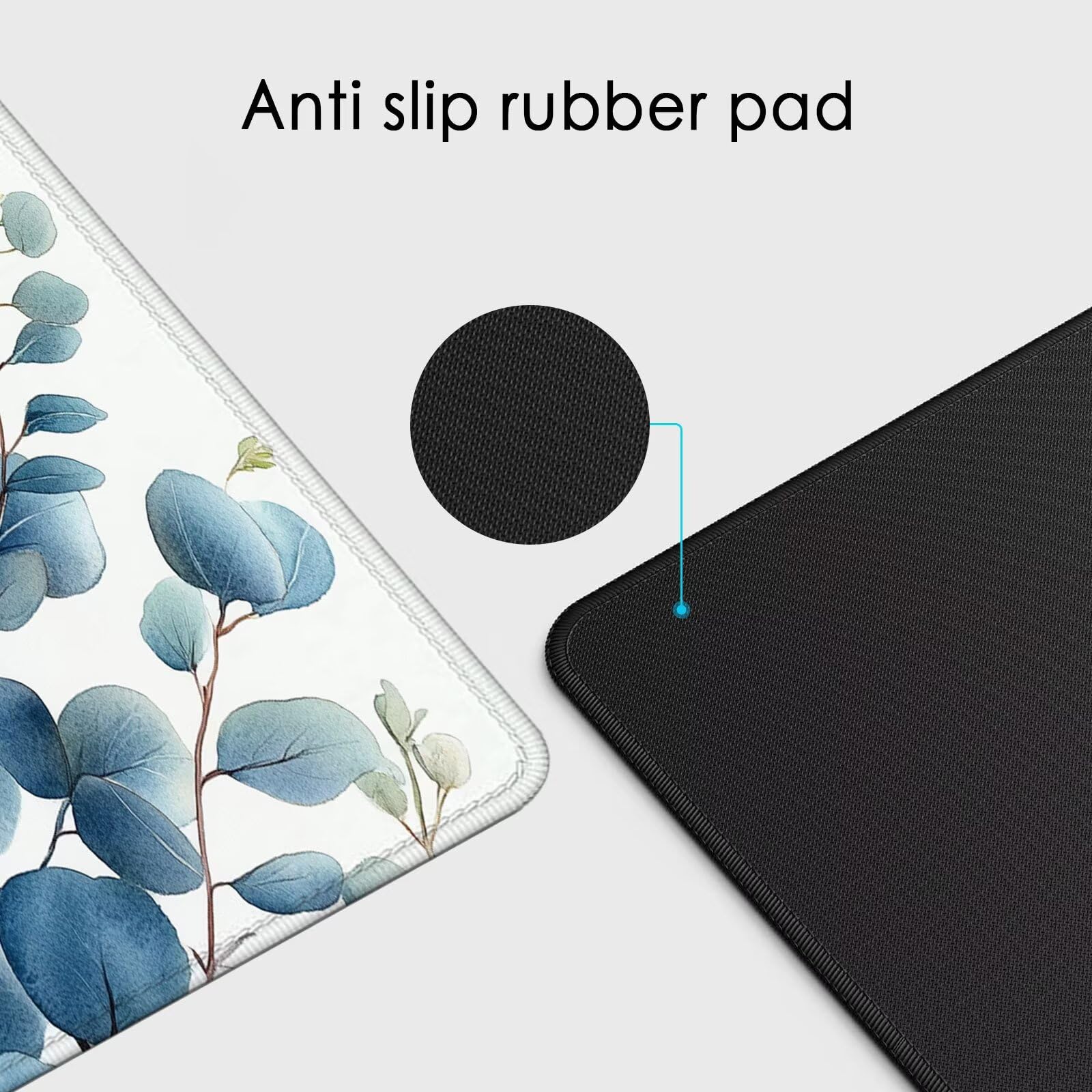 Gamingowa podkładka pod mysz XXL – duża podkładka pod mysz, 1200 x 600 x 3 mm, niebieskie liście, podkładka na stół, duży rozmiar, poprawia precyzję i prędkość, antypoślizgowa podkładka na biurko