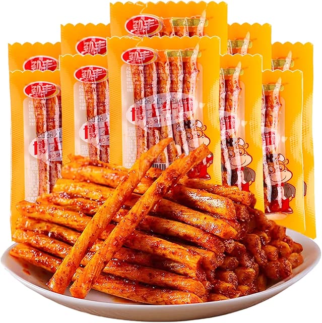 Chinese Chilli Sticks - 20 packets, the more you chew the more flavor you get, made from wheat/chilli/spices, low sugar and low calorie, best vegan food, irresistible snack, per packet (20g)