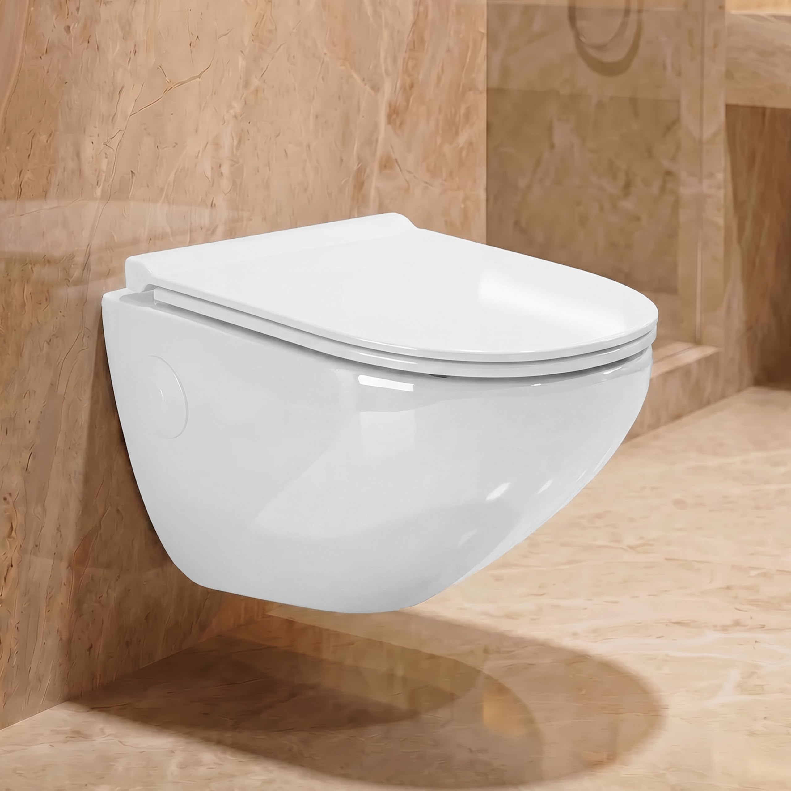 WASSMIST Wall Hung Western Toilet | Rimless Ceramic Commode for Bathroom | Modern Stylish Sanitary Ware for Home | Space-Saving Toilet Bowl for Comfort & Hygiene-image-43