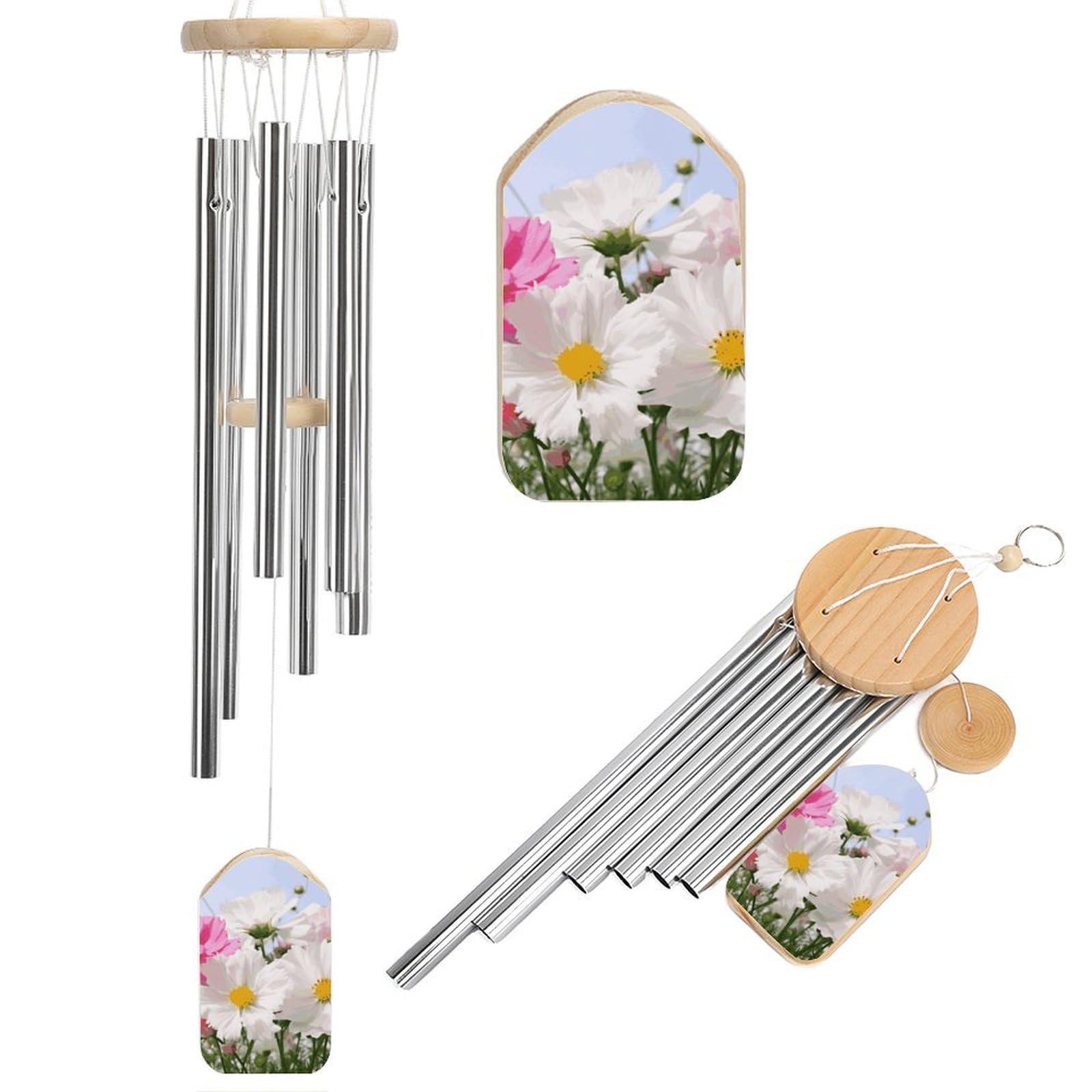 Carillon éolien d'extérieur harmonieux 54 cm à fleurs pour une mélodie de jardin apaisante