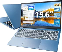 SGIN Laptop de 15,6 polegadas, 16 GB de RAM, SSD de 1024 GB, laptops com Core I3, Win 11, notebook portátil, tela IPS FHD, WiFi 6, ângulo aberto de 180°, teclado retroiluminado