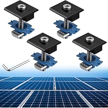 Anbte 4pcs Solar Panels Mid Clamps for Standard Unistrut, Aluminium Solar Panel Brackets 30mm/35mm, Mounting Kit for Metal Roof, Tin Roof, Flat Roof, Sheet Roof, Black