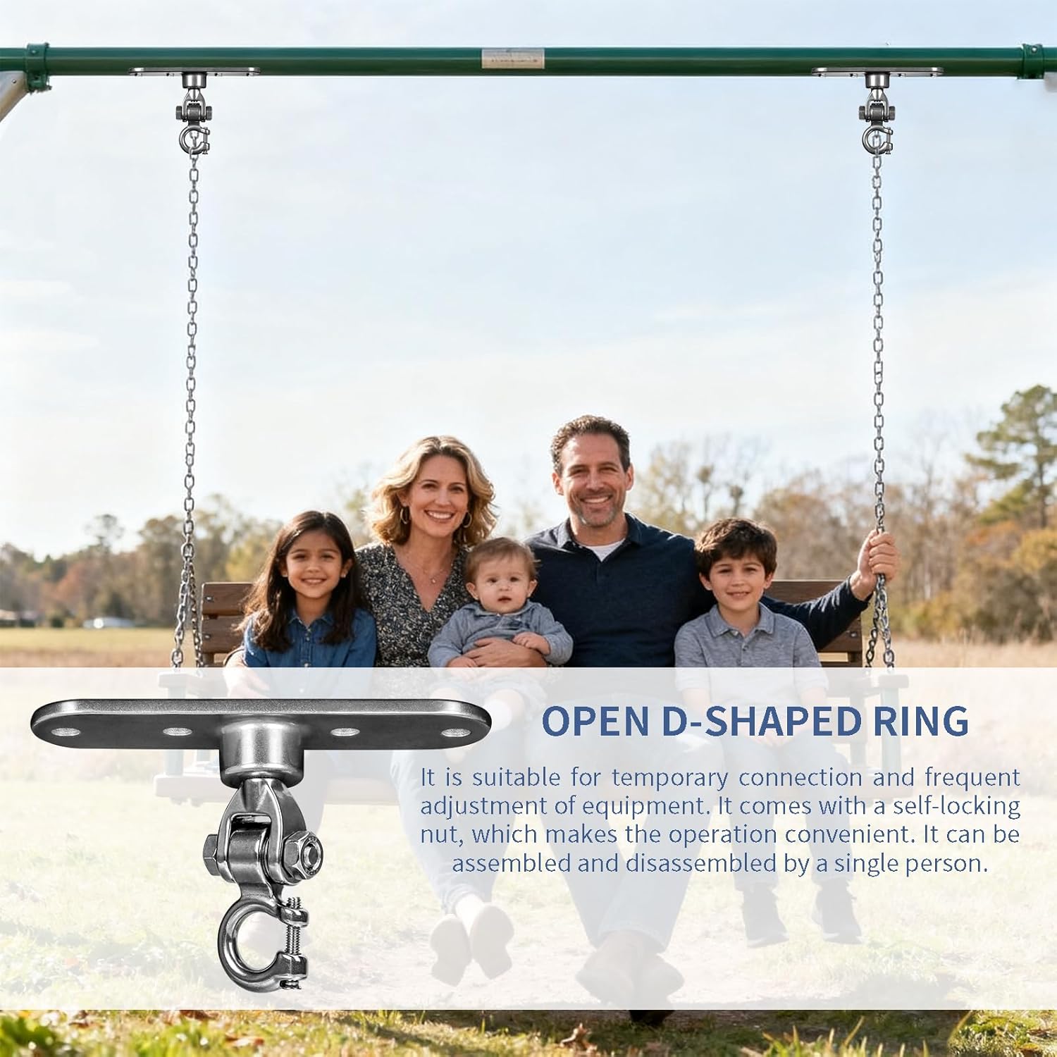 Heavy Duty Swing Hanger Smooth Operation 180° & 360° Swivel Bearings 1500 lb Capacity for Indoor Outdoor Swing Chairs Hammocks Playgrounds Yoga - Image 2