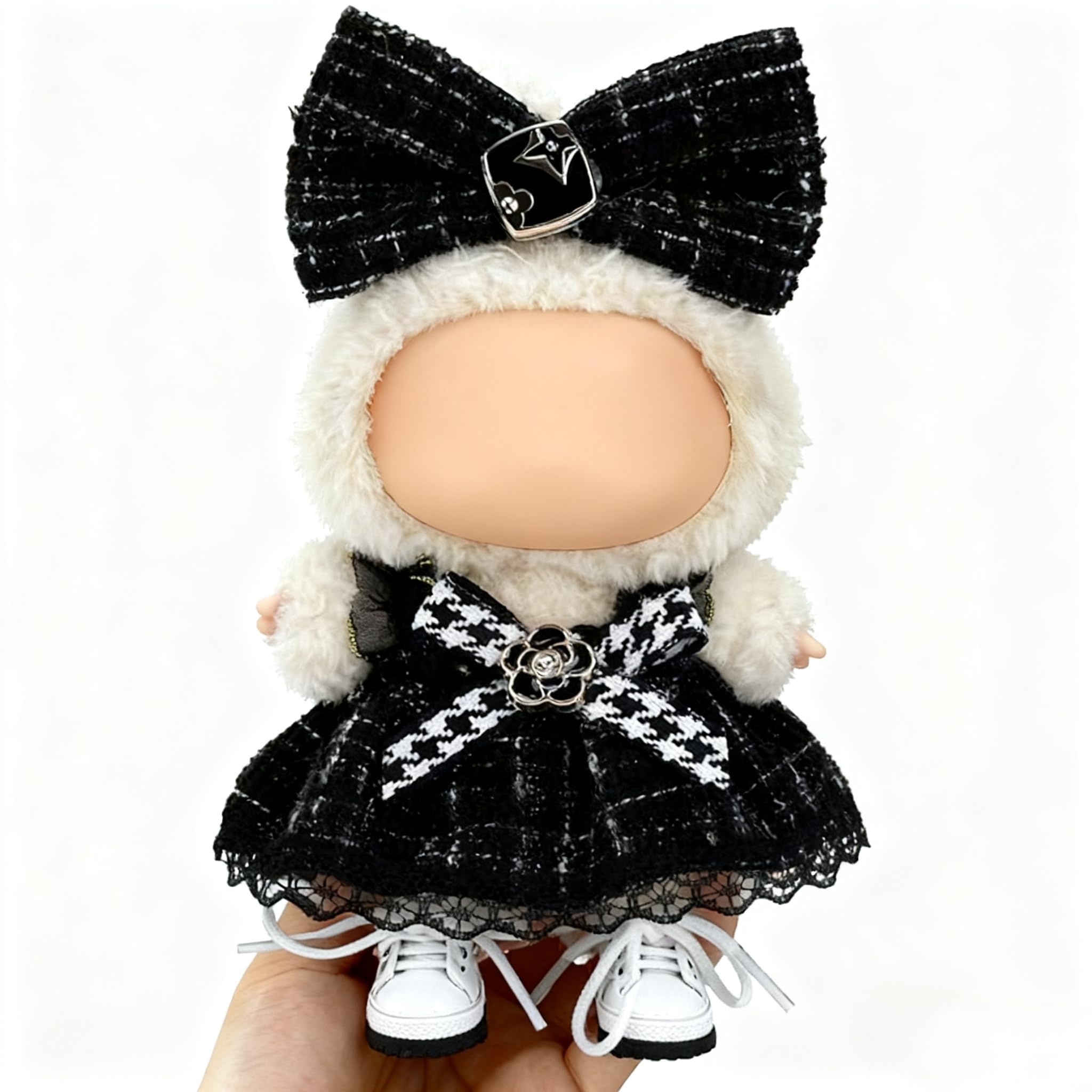 Photo 1 of Clothes for LABUBU 17cm Doll (NO Doll)?NO Shoes, Outfit for LABUBU, Dress and Hairpin Set for LABUBU Dress Up, Fashion and Premium Dolls Accessories for LABUBU (Style M)